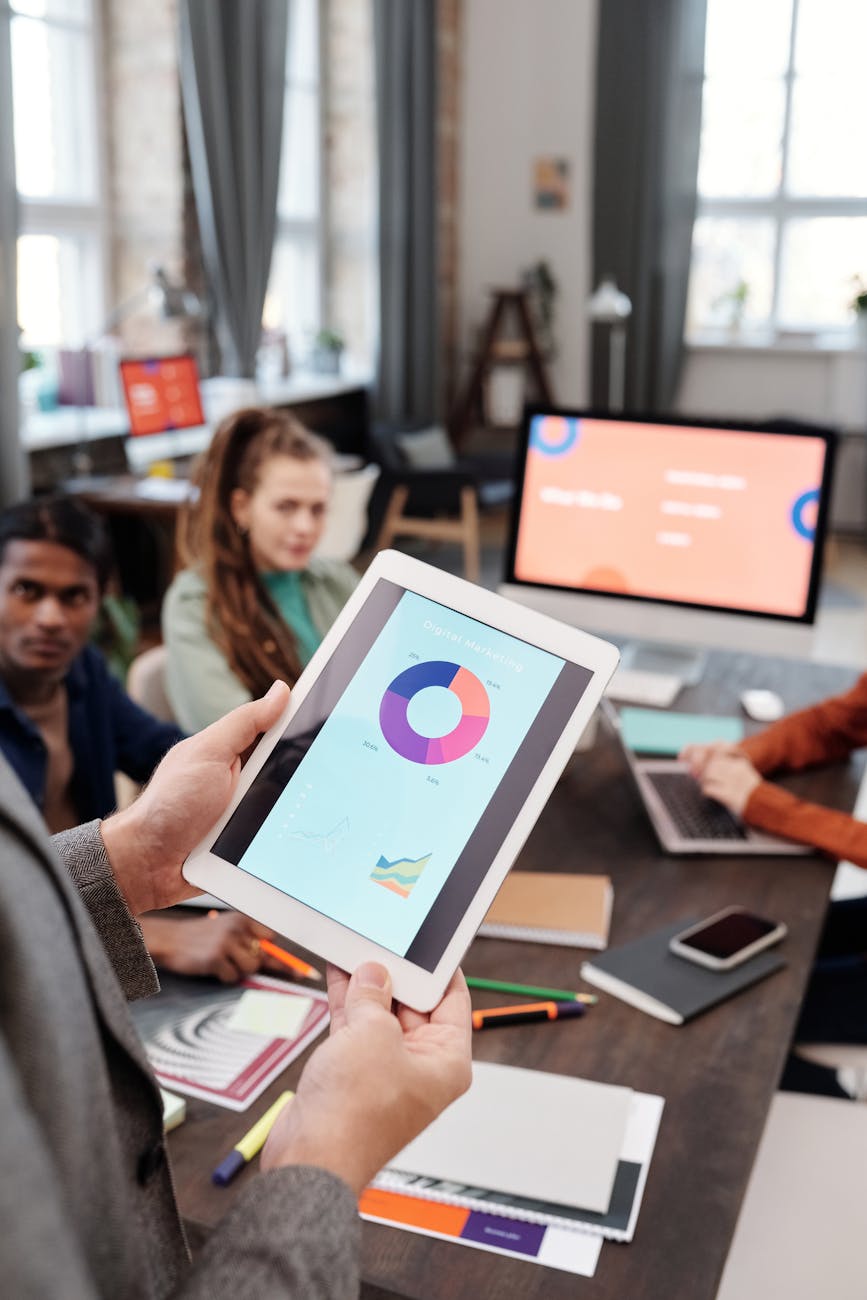 Professional analytics team reviewing market data